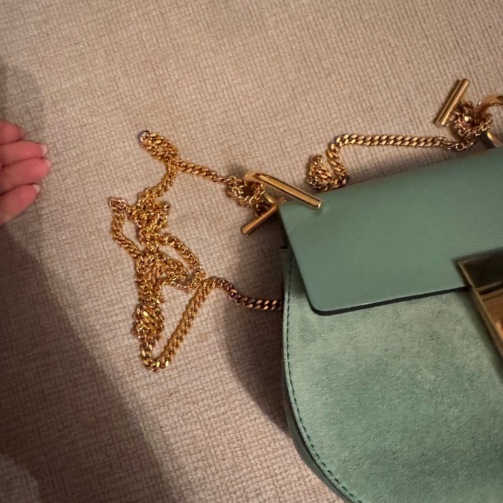 Chloe drew leather & suede mini Green Leather Shoulder Bag - Picture 2 of 4
